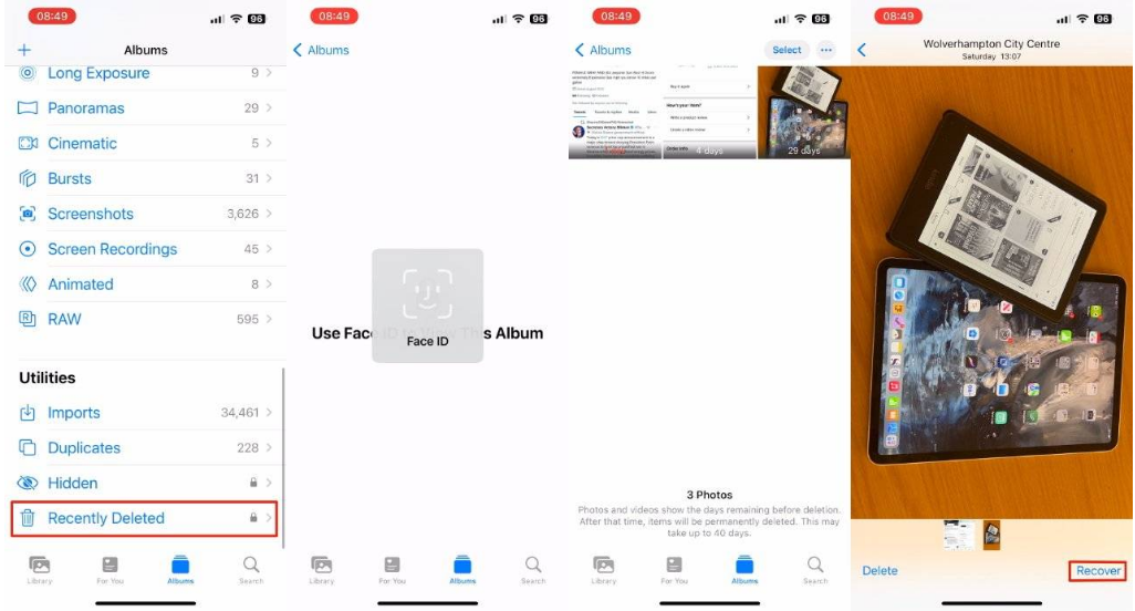 武穴苹果14维修分享 iPhone14 上恢复已删除的照片 