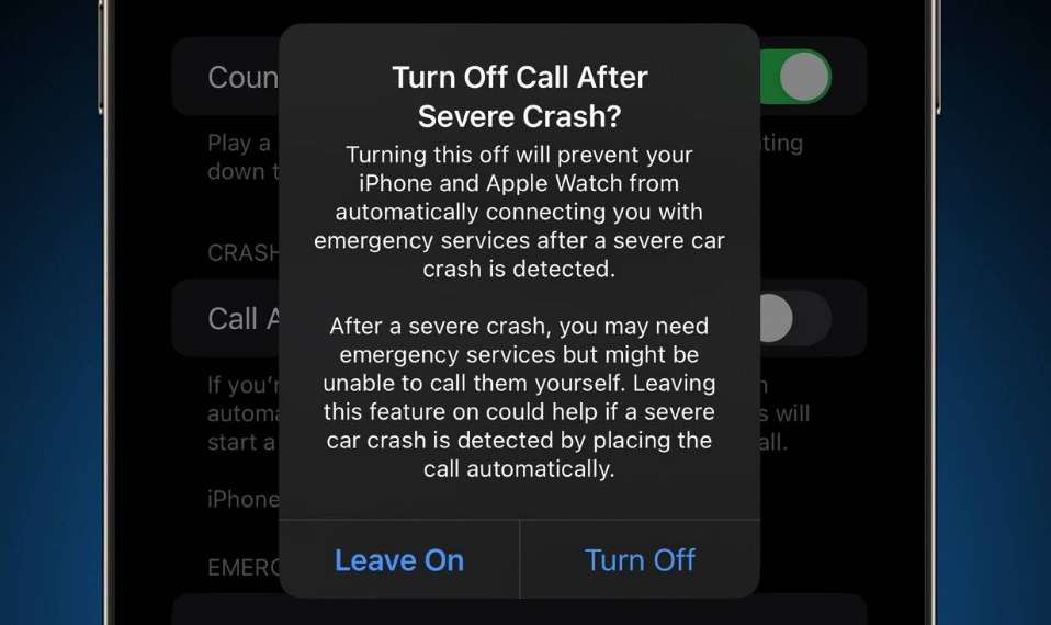 武穴苹果14维修分享 iPhone 14 和 Apple Watch 上关闭崩溃检测 