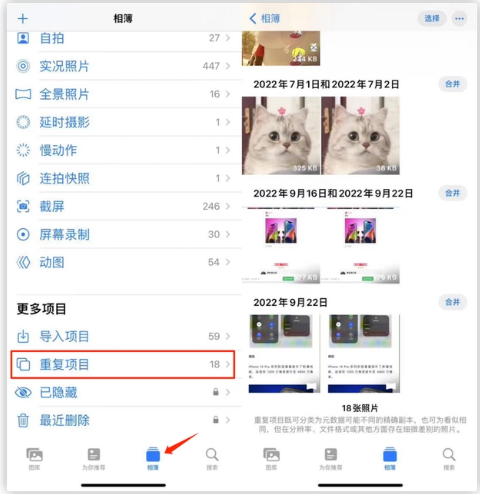 武穴苹果手机维修分享iOS 16 中相册重复项目功能使用方法 